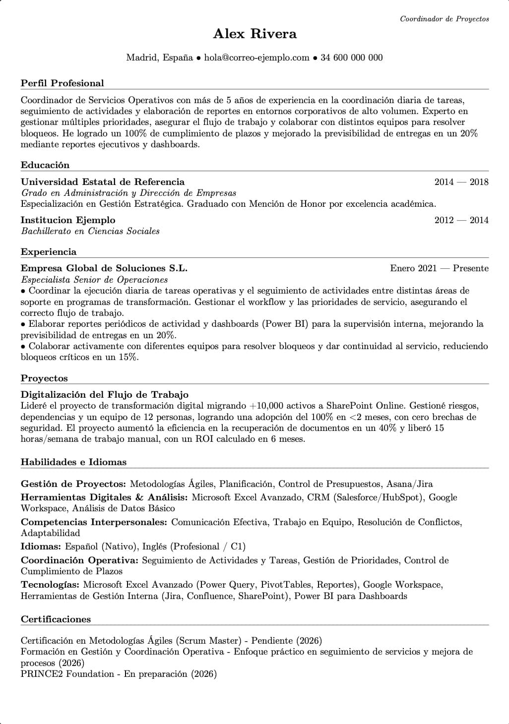 Ejemplo de CV Apto